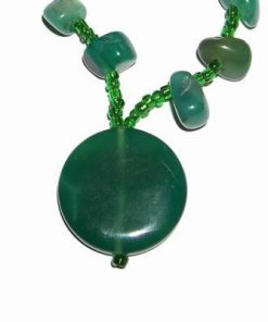 Colier Feng Shui din agat verde pentru castiguri