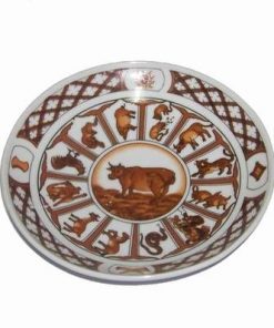 Farfurie decorativa din portelan cu 12 zodii pentru Bivol
