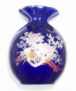 Vaza Feng Shui din cobalt cu bujori