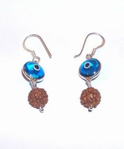 Cercei din argint 925 cu Ochiul lui Horus si Rudraksha