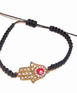 Bratara reglabila neagra cu Palma lui Fatima HAMSA