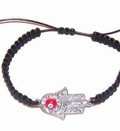 Bratara reglabila neagra cu Palma lui Fatima HAMSA