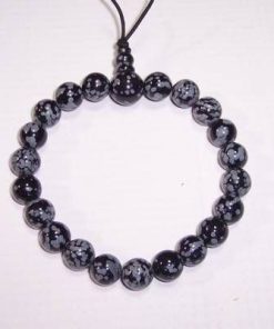 Bratara Mala din obsidian - remediu Feng Shui, pe elastic