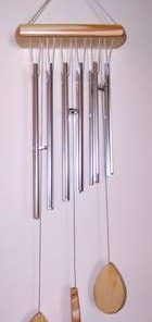 Clopotel Feng Shui cu 12 tuburi argintii, pline