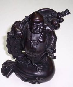Buddha razand cu sacul Abundentei din os de peste