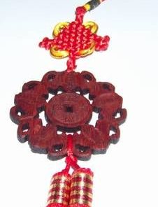 Canaf Feng Shui cu lilieci si moneda Pa Kua din lemn de tec
