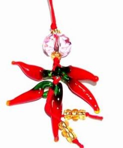 Canaf Feng Shui cu ardei rosii si cristal multifatetat roz