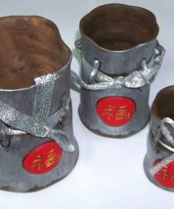 Set de 3 vase Feng Shui cu ideograma norocului