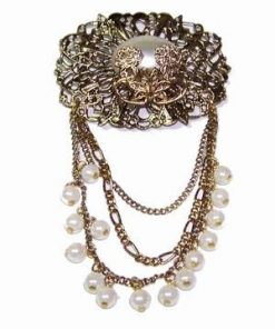 Brosa vintagecu floare de Lotus si perle