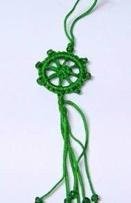 Canaf Feng Shui cu Roata Norocului - Dharma Wheel - verde