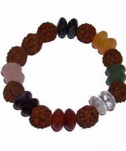 Bratara cu Rudraksha, 5 fete, si cristalele celor 7 chakre