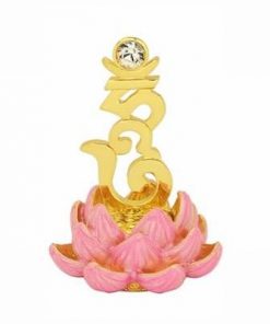 Simbolulsilaba HUM pe floare de Lotus roz, cu cristal
