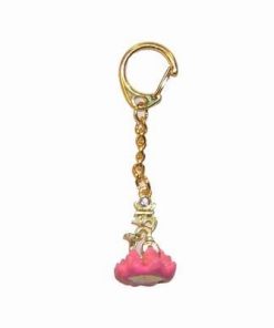 Breloc - Simbolul HUM pe floare de Lotus roz, cu cristal