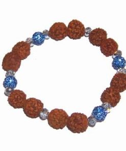 Bratara din Rudraksha, pe elastic cu sfere Shamballa