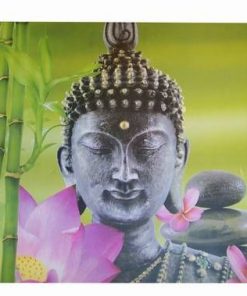 Tablou Feng Shui cu Buddha, bambus si floare de Lotus pictat