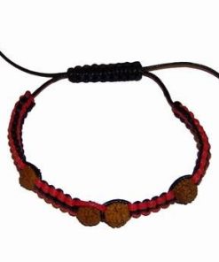 Bratara cu 4 Rudraksha cu 5 muchii pe siret negru- reglabila