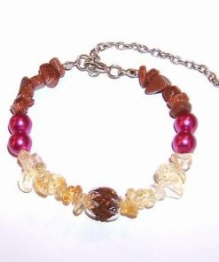 Bratara Feng Shui cu Rudraksha, citrin, perlute roz