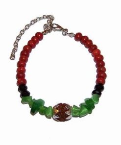 Bratara Feng Shui cu Rudraksha, coral, onix si aventurin