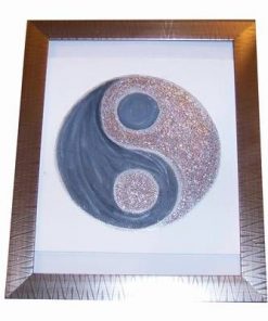 Tablou Feng Shui pictat manual - Yin-Yang gri - argintiu