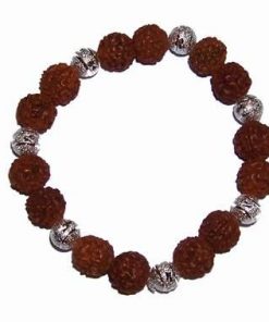Bratara cu Rudraksha si sfere argintii, pe elastic