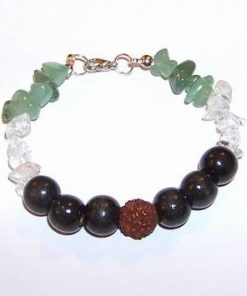 Bratara cu Rudraksha, aventurin, cristal de stanca si lemn