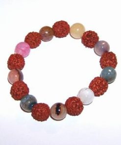 Bratara cu Rudraksha si cristale naturale de agat - Iepure
