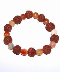 Bratara cu Rudraksha si cristal de stanca si jad - Maimuta.