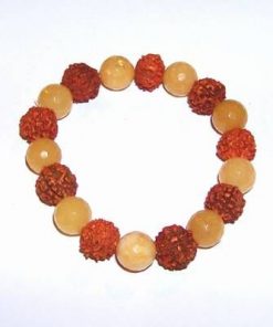 Bratara cu Rudraksha, ochi de pisica verde si calcedonie