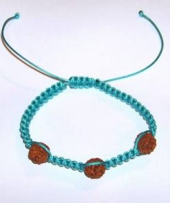 Bratara Rudraksha pe siret verde-turcoaz, reglabila