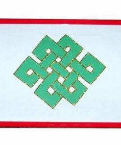 Tablou Feng Shui cu Nodul Mistic verde si auriu