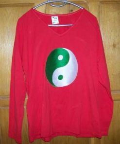 Tricou Yin-Yang rosu - L - XL