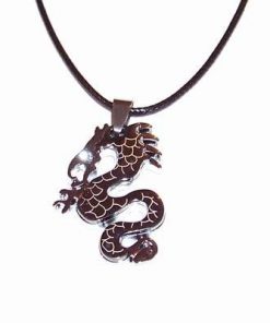 Talisman din inox pe siret negru - Dragonul Negru