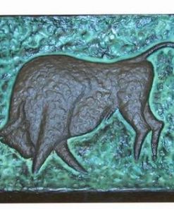 Tablou vintage cu zodia Bivol, din ceramica