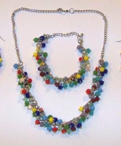 Set din metal nobil cu sfere multicolore, multifatetate
