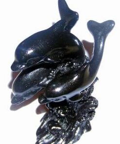 Familie de trei delfini negri