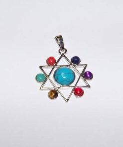 Hexagrama din metal nobil cu cristalele celor 7 chakre