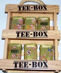 Set vintage cu 6 cutiute metalice pentru ceai