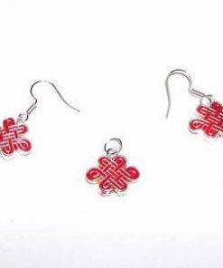 Set din metal nobil cu Nodul Mistic rosu