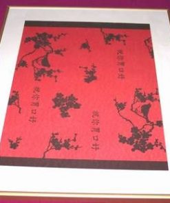 Tablou Feng Shui cu flori si ideograme de bun augur - unicat